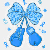 Blue Boxing Gloves & Ribbon - Diabetes DTF Transfers ready2transfer Light Color Design (See Imaging)