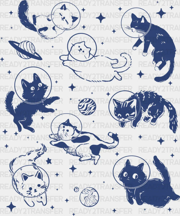 Blue Cats In Space - Cat DTF Transfer
