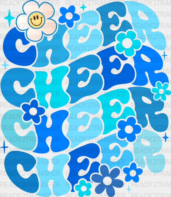 Blue Cheer Floral Design - Cheerleader DTF Heat Transfer