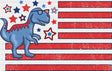 Blue Dinosaur US Flag Red Design - 4th Of July DTF Transfer