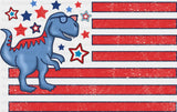Blue Dinosaur US Flag Red Design - 4th Of July DTF Transfer