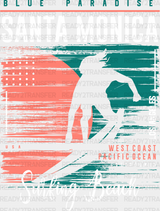 Blue Paradise Santa Monica Surfing Beach - Dtf Heat Transfer Adult Unisex S & M (10’’) / White