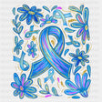 Blue Ribbon & Flowers - Diabetes DTF Transfers ready2transfer