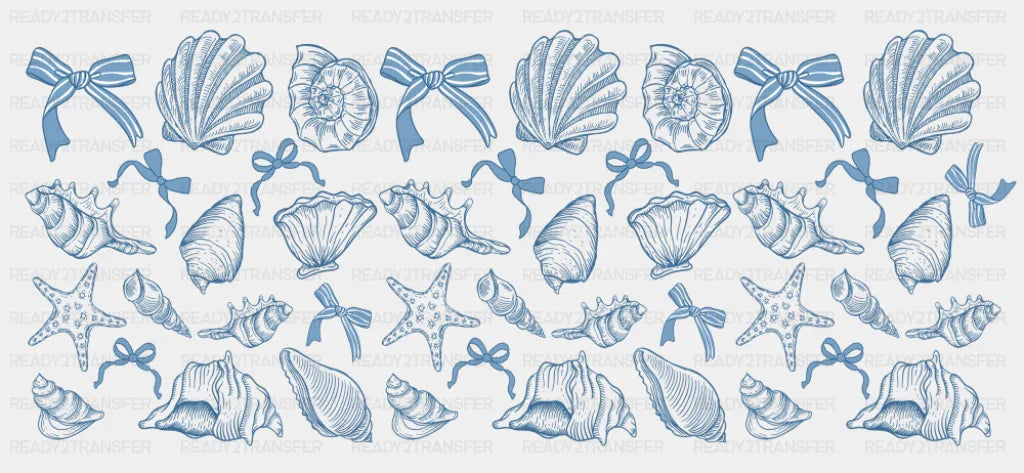 Blue Seashells - Summer Cup Wrap UV Sticker Permanent UV DTF Decal