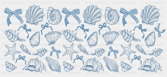 Blue Seashells - Summer Cup Wrap UV Sticker Permanent UV DTF Decal