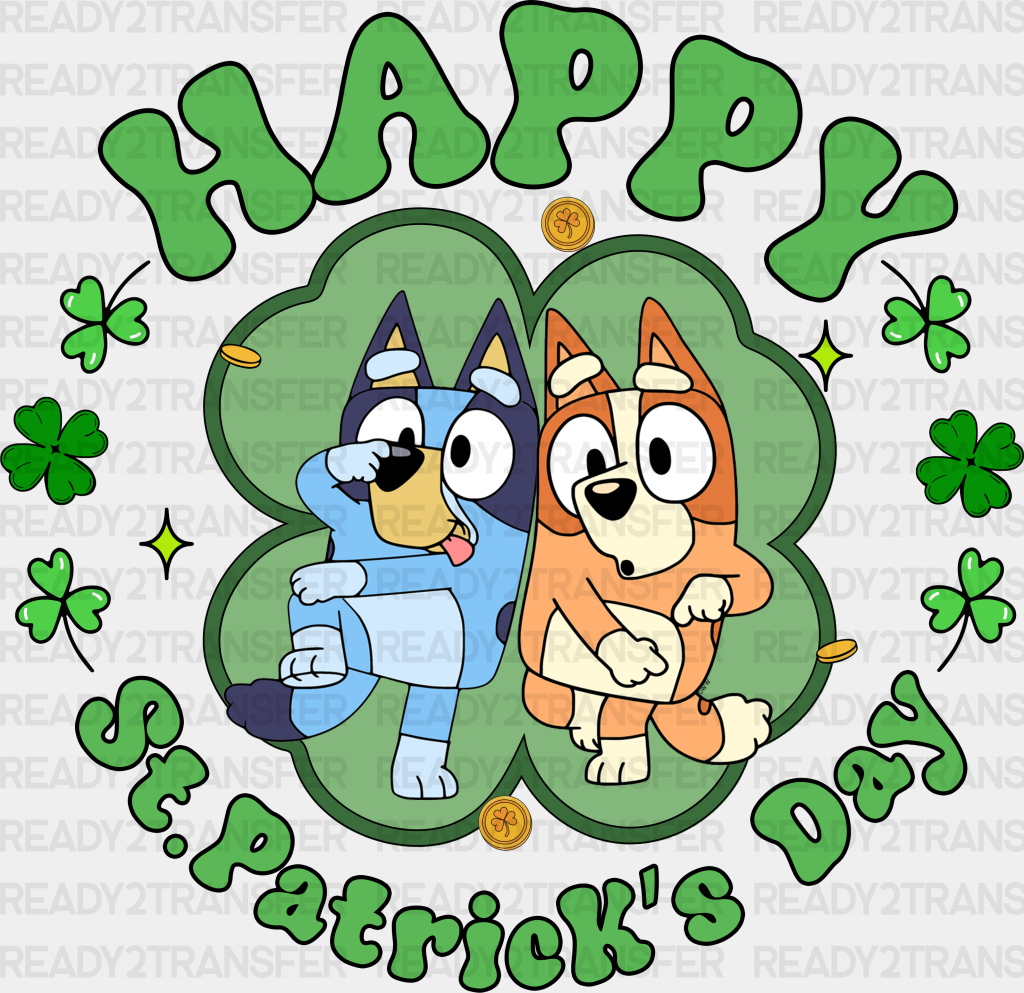 Bluey Happy St Patrick’s Day Design Dtf Transfer