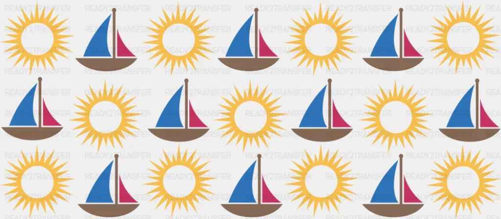 Boat & Sun - General Cup Wrap UV Sticker Permanent UV DTF Decal
