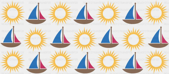 Boat & Sun - General Cup Wrap UV Sticker Permanent UV DTF Decal