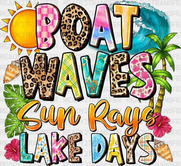 Boat Waves Sun Rays Lake Days - Boating DTF heat transfer
