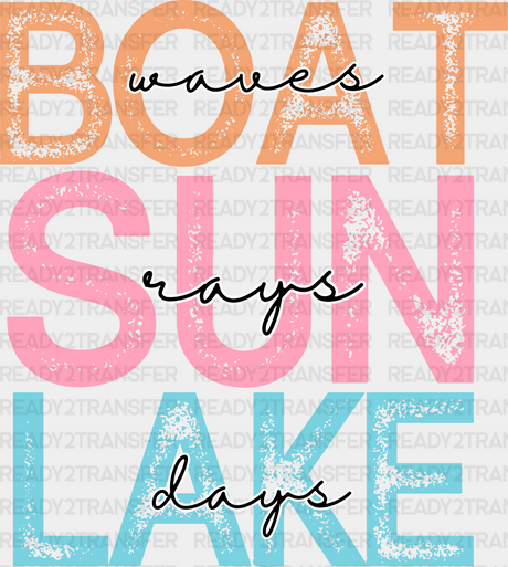 Boat Waves Sun Rays Lake Days - Boating Dtf Heat Transfer