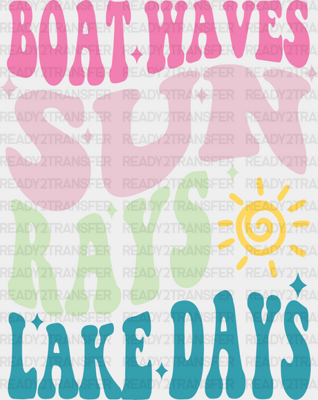 Boat Waves Sun Rays Lake Days Design - Boating Dtf Heat Transfer