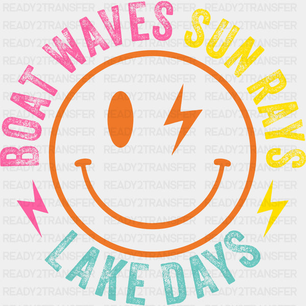 Boat Waves, Sun Rays, Lake Days, Smiley - Boating DTF Transfers
