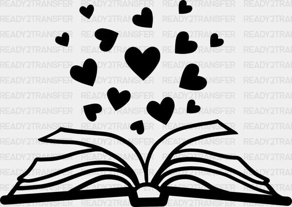 Book Heart Design - Reading DTF Heat Transfer