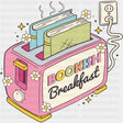 Bookish Breakfast - Reading DTF Transfers ready2transfer Dark Color Design (See Imaging)