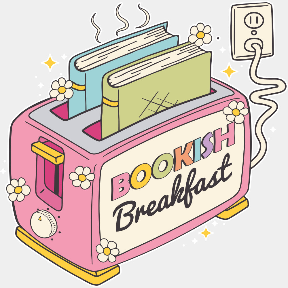 Bookish Breakfast - Reading DTF Transfers ready2transfer Light Color Design (See Imaging)