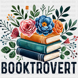 Booktrovert, Flowers - Reading DTF Transfers ready2transfer Dark Color Design (See Imaging)