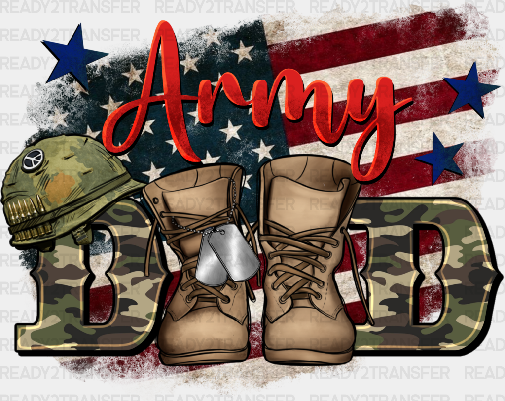 Boots Army Dad Design - Military Dtf Heat Transfer