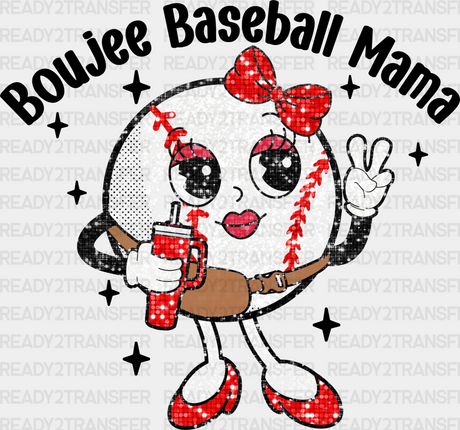 Boujee Baseball Mama - Dtf Heat Transfer Adult Unisex S & M (10’’) / Black