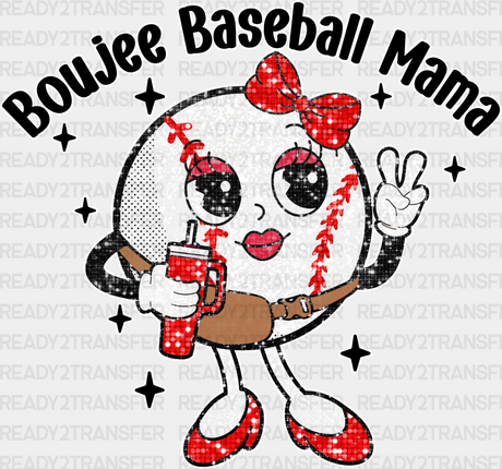 Boujee Baseball Mama - Dtf Heat Transfer Adult Unisex S & M (10’’) / White