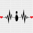 Bowling Pin ECG Line - Bowling DTF Transfers ready2transfer Dark Color Design (See Imaging)