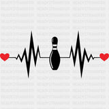 Bowling Pin ECG Line - Bowling DTF Transfers ready2transfer Dark Color Design (See Imaging)