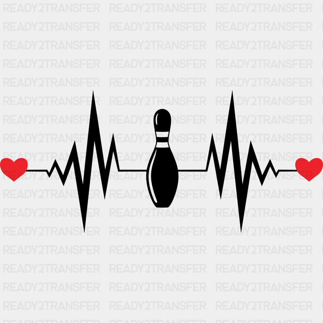 Bowling Pin ECG Line - Bowling DTF Transfers ready2transfer Dark Color Design (See Imaging)