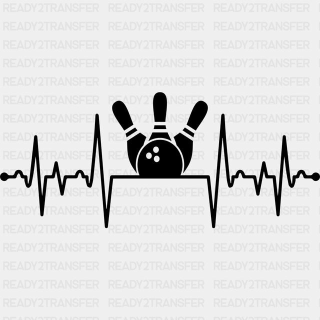 Bowling Pins ECG Line - Bowling DTF Transfers ready2transfer Dark Color Design (See Imaging)