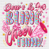 Bows & Bling It's A Cheer Thing, Cyan & Pink - Cheerleading DTF Transfers ready2transfer