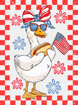 Boy & Girl Goose Hot Dog Red Design - 4th Of July DTF Transfer Adult Unisex - S & M (10’’) / Girl Design (See Imaging)