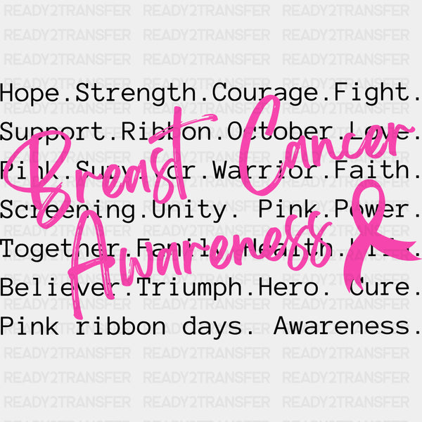 Breast Cancer Awareness B&W - Breast Cancer DTF Transfers