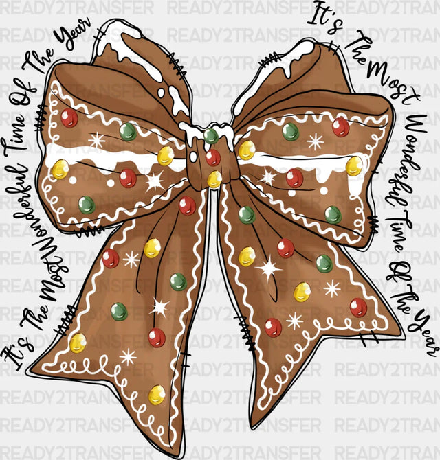 Brown Ribbon Design - Christmas Dtf Transfer Adult Unisex S & M (10’’) / Dark Color (See Imaging)