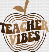 Brown Teacher Vibes Design - Teachers Dtf Heat Transfer