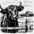 Bull In Front Of Farmhouse - Animals DTF Transfers - Adult Unisex - S & M (10’’) / Dark Color Design (See Imaging)