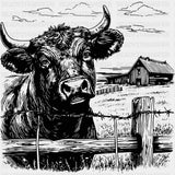 Bull In Front Of Farmhouse - Animals DTF Transfers - Adult Unisex - S & M (10’’) / Dark Color Design (See Imaging)