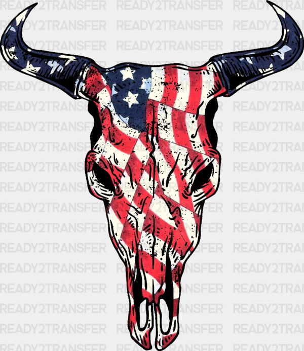 Bull Skull 4th Of July DTF Heat Transfer, Independence Day Design, Fourth Of July DTF