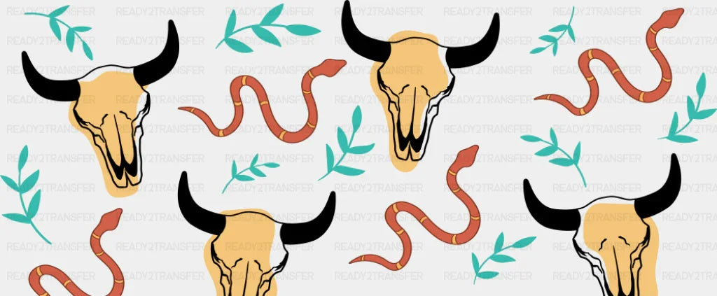 Bull Skulls - General Cup Wrap UV Sticker Permanent UV DTF Decal