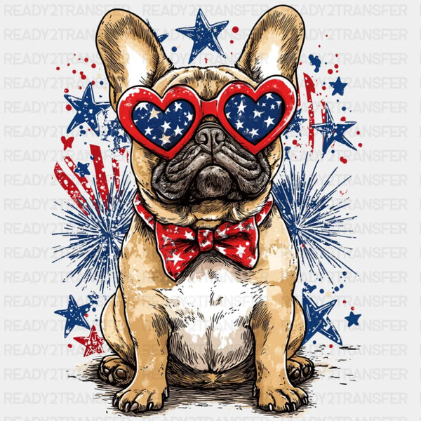 Bulldog And Fireworks - 4th Of July DTF Transfer