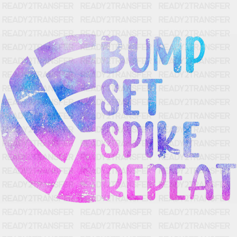 Bump Set Spike Repeat, Colorful - Volleyball DTF Transfers ready2transfer