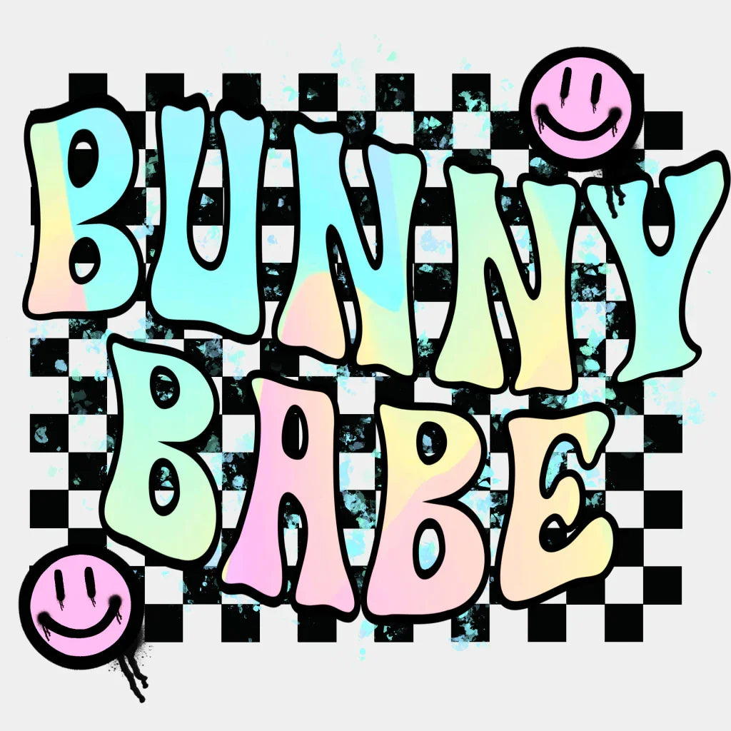 Bunny Babe Easter Design Easter DTF Transfer Adult Unisex - S & M (10’’) / Black