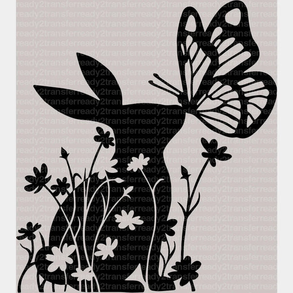 Bunny Butterfly Easter DTF Heat Transfer, Easter Design