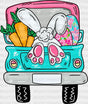 Bunny Easter Truck Dtf Heat Transfer Design