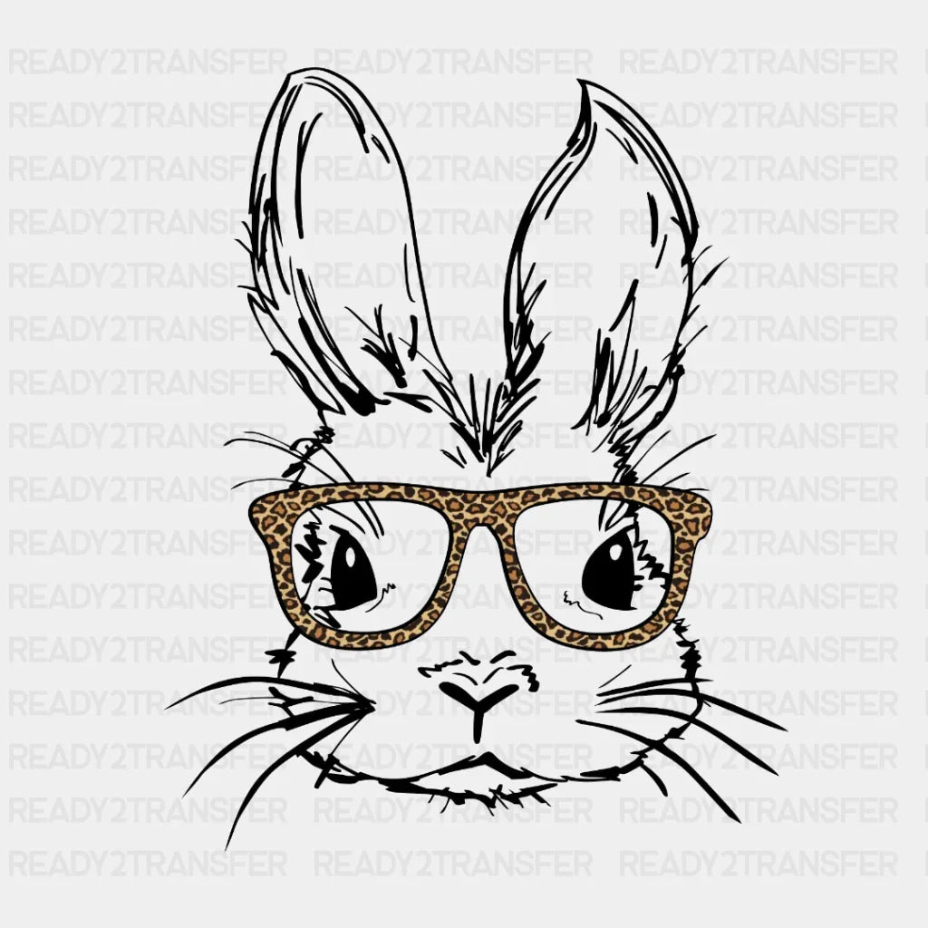 Bunny Leopard Glasses Easter Dtf Heat Transfer Design