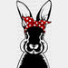Bunny Messy Bun Easter DTF Heat Transfer, Easter Design ready2transfer Black