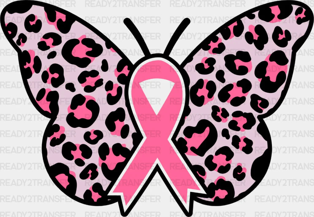 Butterfly Ribbon - Cancer Dtf Transfer Adult Unisex S & M (10’’) / Dark Color Design (See Imaging)