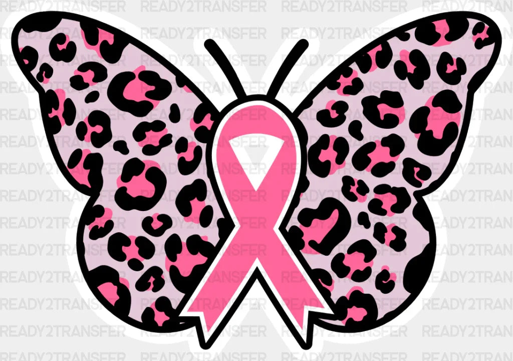 Butterfly Ribbon - Cancer Dtf Transfer Adult Unisex S & M (10’’) / Light Color Design (See Imaging)