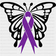 Butterfly & Ribbon - Hodgkin’s Lymphoma Cancer DTF Transfers - Adult Unisex - S & M (10’’) / Dark Color Design (See