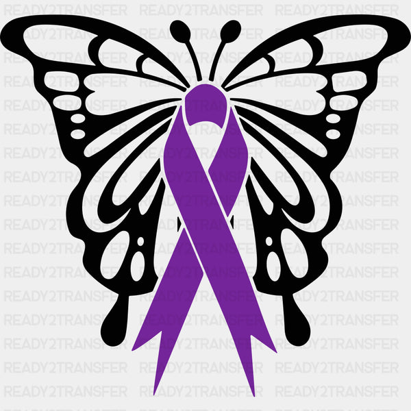 Butterfly & Ribbon - Hodgkin's Lymphoma Cancer DTF Transfers