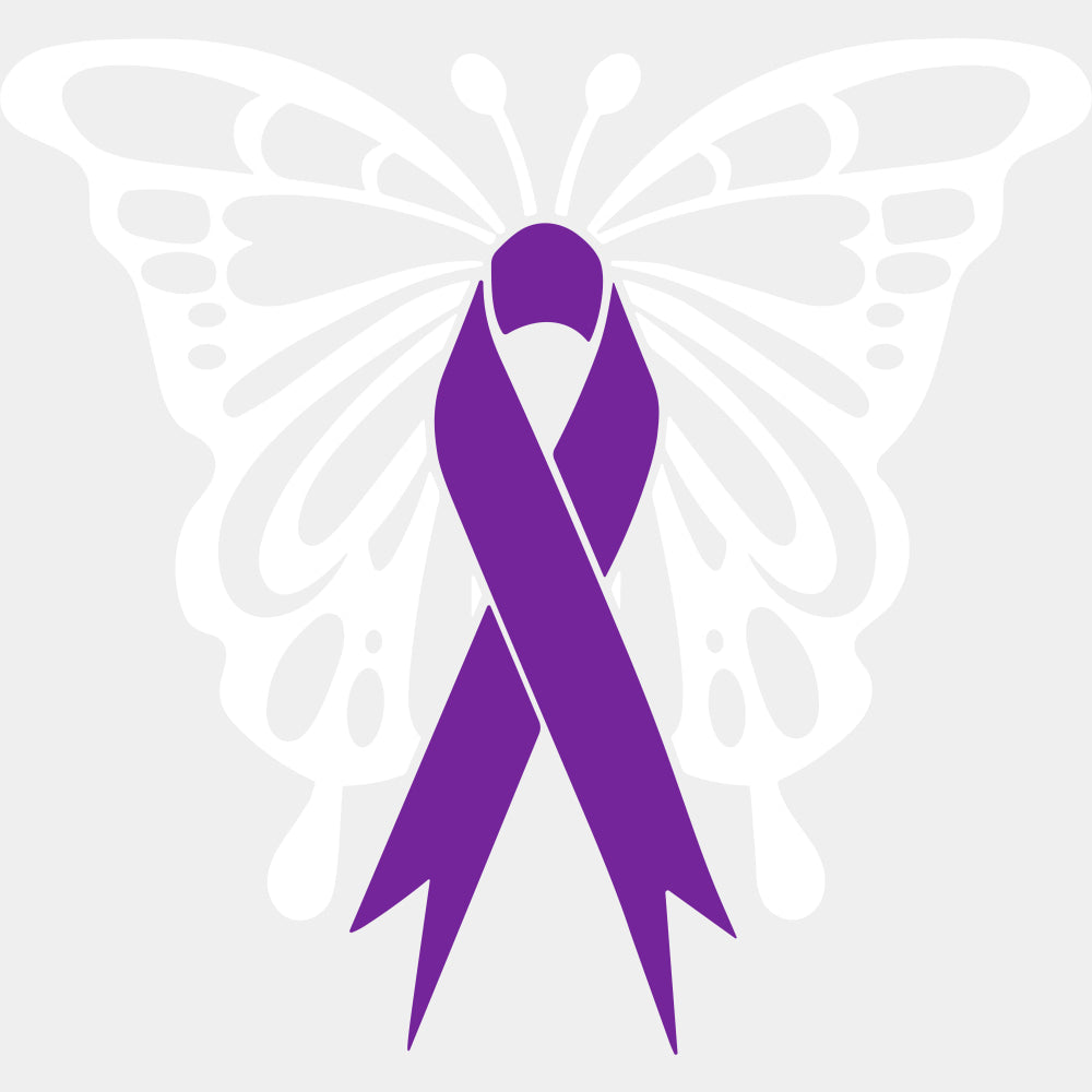Butterfly & Ribbon - Hodgkin’s Lymphoma Cancer DTF Transfers - Adult Unisex - S & M (10’’) / Light Color Design (See