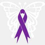 Butterfly & Ribbon - Hodgkin’s Lymphoma Cancer DTF Transfers - Adult Unisex - S & M (10’’) / Light Color Design (See