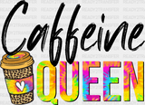 Caffeine Queen Colorful Design - Coffee Iron On Dtf Transfer Adult Unisex S & M (10’’) / Dark